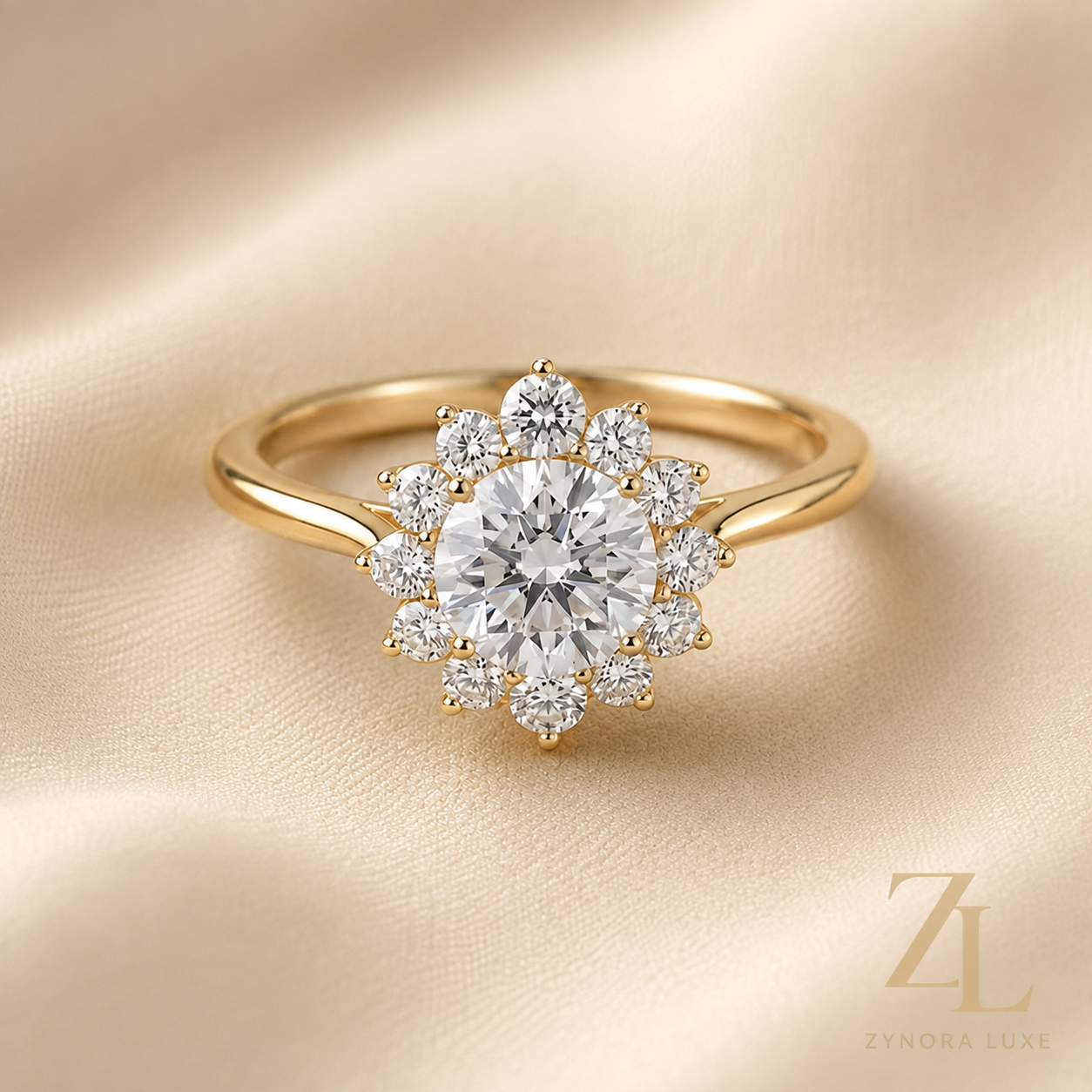 Stacked silver and champagne gold rings on an ivory stone